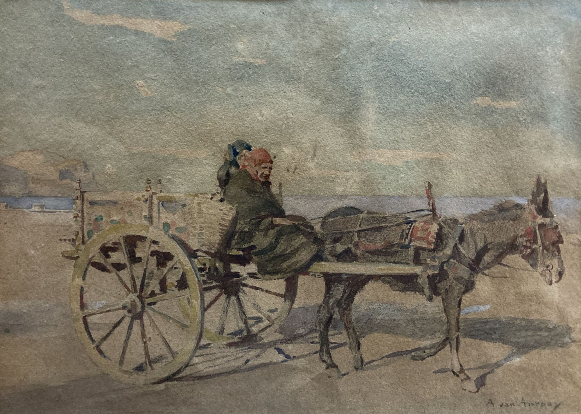 Anton Van Anrooy (1870-1949), watercolour, Palermo donkey cart, signed with letter from the artist verso dated 1943, 37 x 52cm